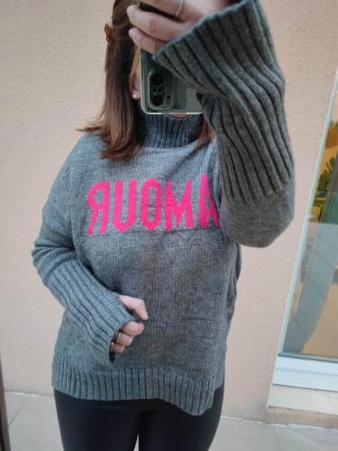 Pull Gris Amour Rose